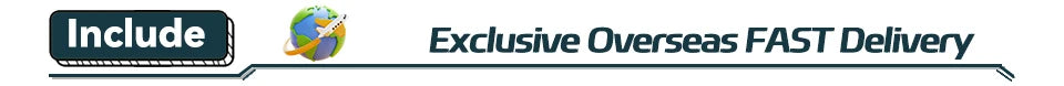Delivery banner graphic with include bar and overseas fast delivery icon