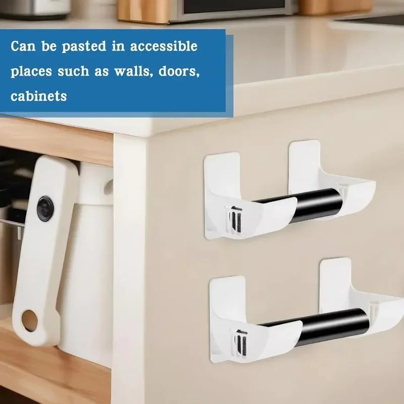 Wall-mounted trash bag holder rack, white plastic with two black bag holders