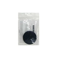Black round Bluetooth anti-lost tracker key fob in clear plastic pouch