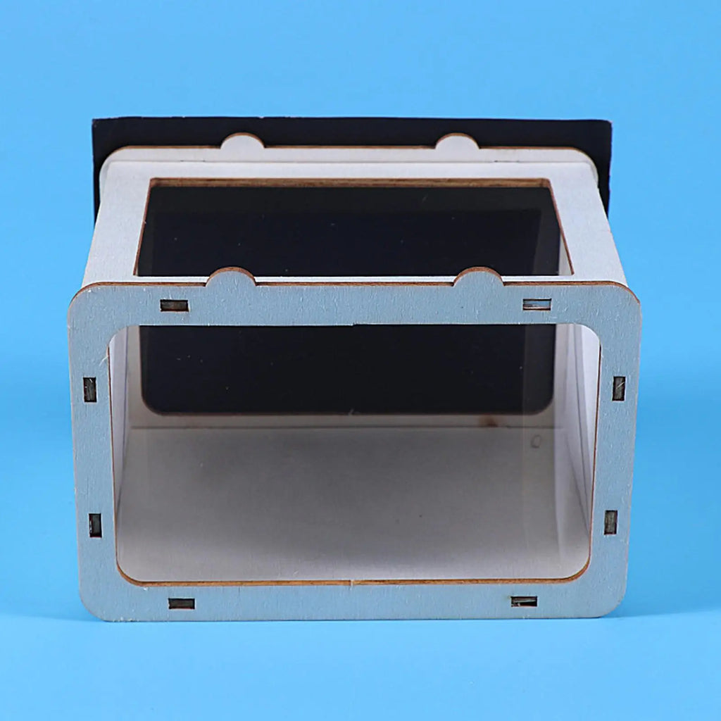 DIY 3D hologram projector with front window frame, black interior viewing panel