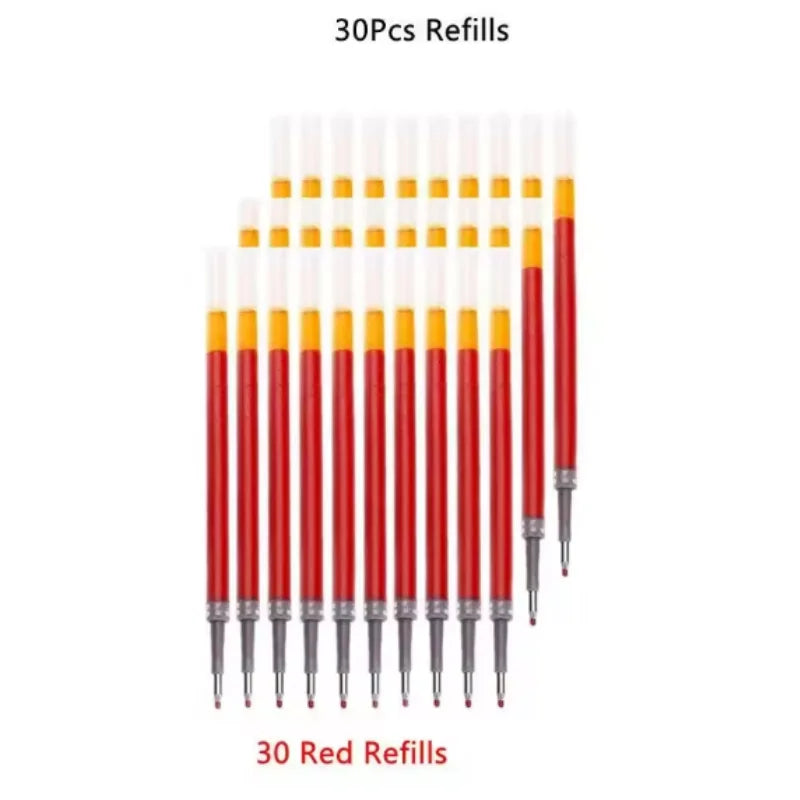 Retractable gel pen refills set, red ink ballpoint refill tips