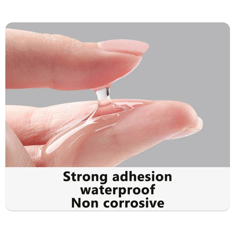Clear phone screen repair adhesive gel applied on fingertips, waterproof non-corrosive