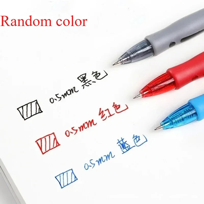 Retractable gel pens, red and blue with grey barrels