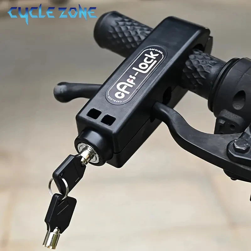 Black handlebar grip anti-theft lock with key and U-shaped bracket
