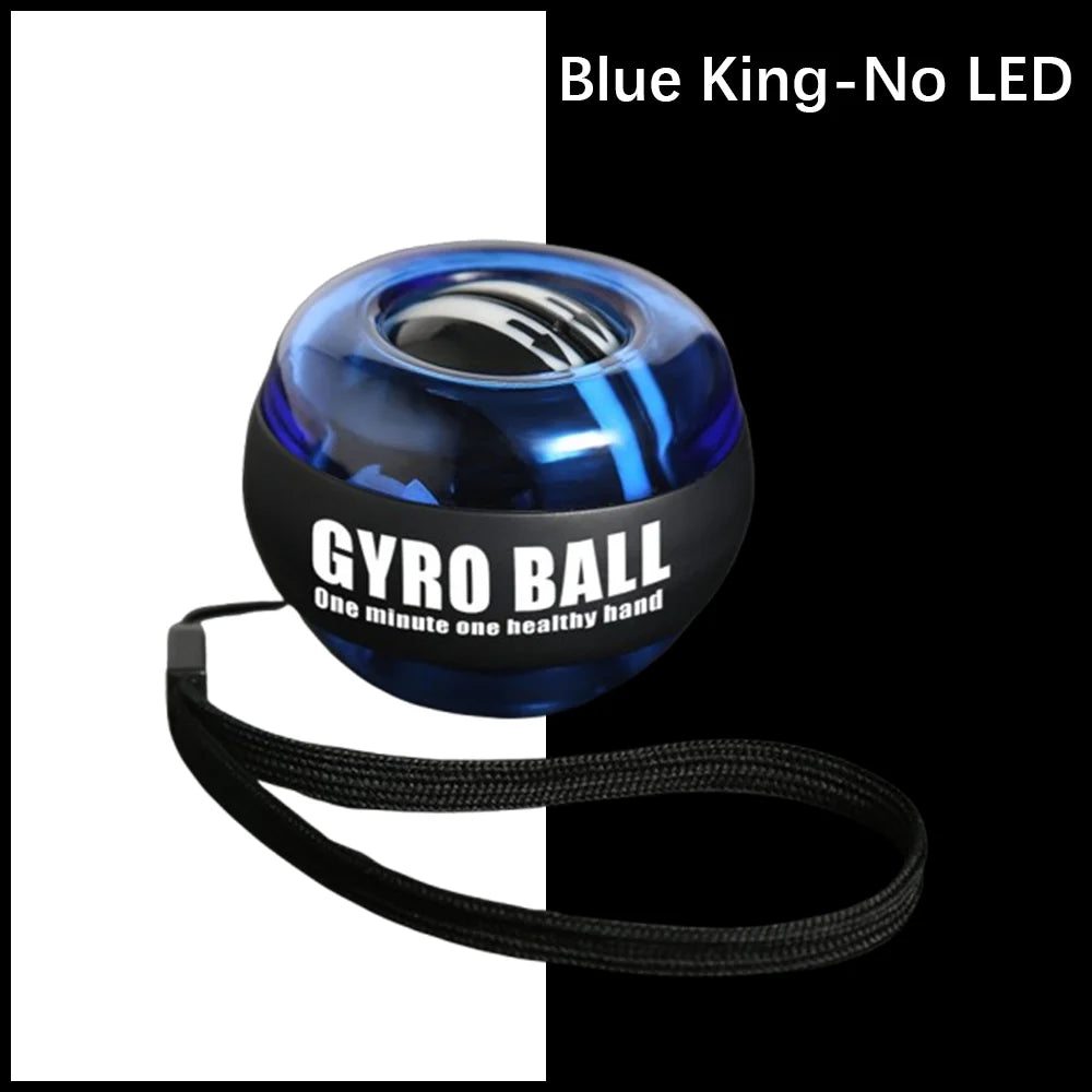 Blue alloy wrist gyro force ball with black strap, no LED light