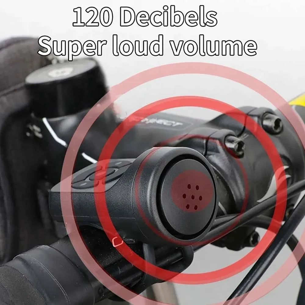 Black electric bicycle horn close-up showing perforated speaker head