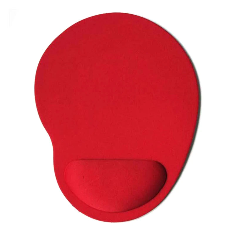 Red wrist-rest mouse pad with contoured wrist support