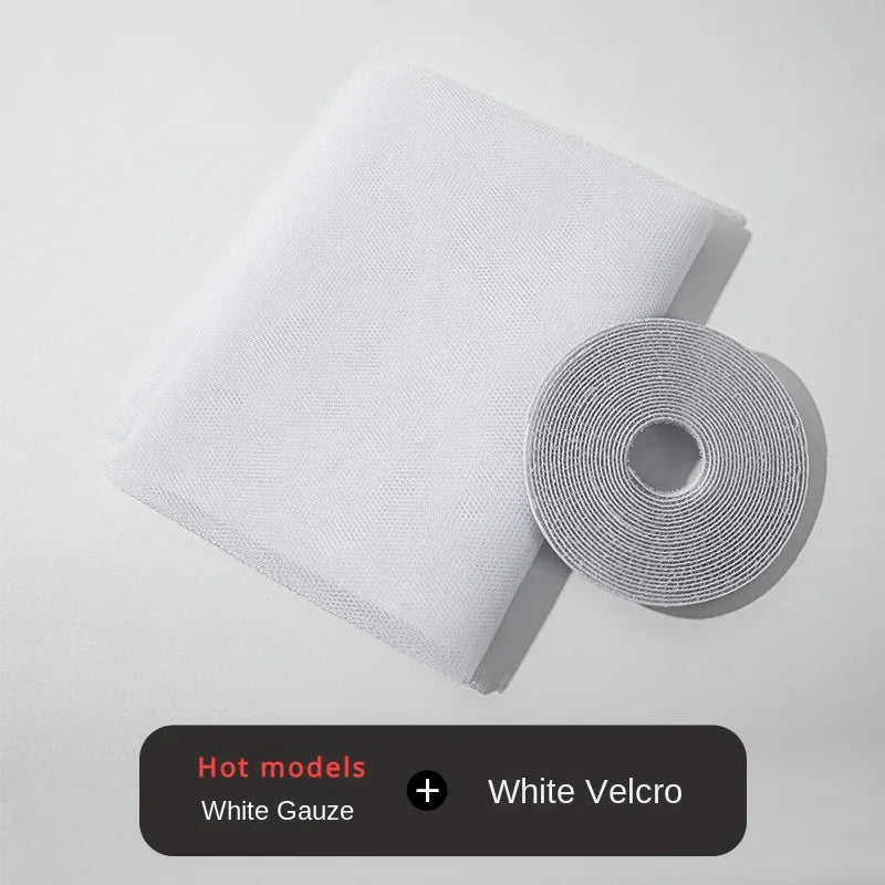 White mosquito screen mesh sheet with matching velcro roll