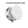 White vacuum suction phone holder with round magnetic pad and adjustable knob