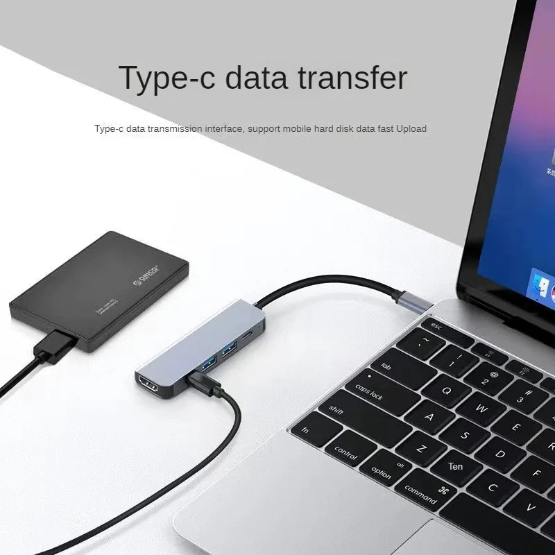 Compact USB-C hub with USB ports for fast data transfer and device charging