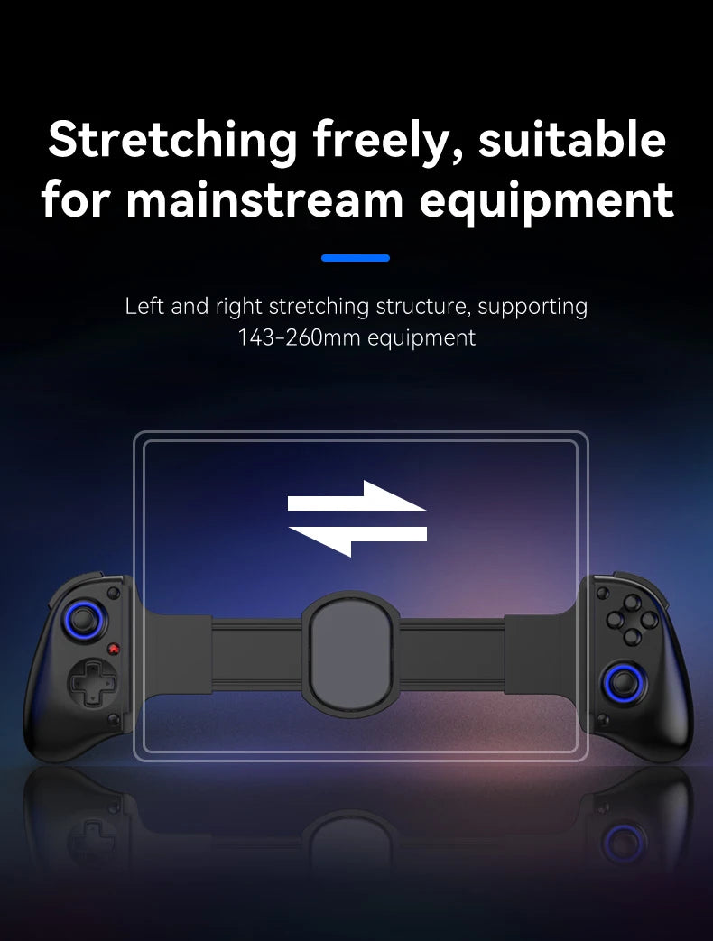 Gamepad controller mount with adjustable phone clamp and stretch arm support