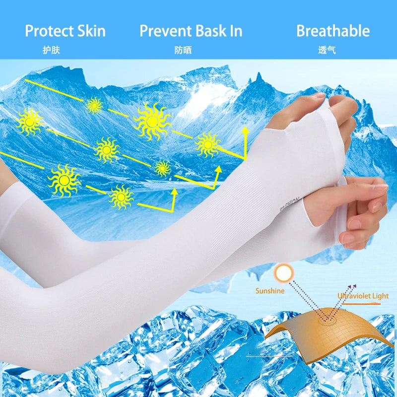 White anti-UV arm sleeve with smooth fabric on an arm.