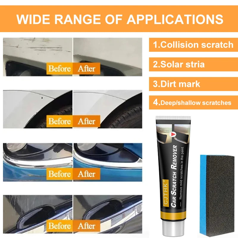 Auto scratch remover kit with tube and black sponge block for removing marks