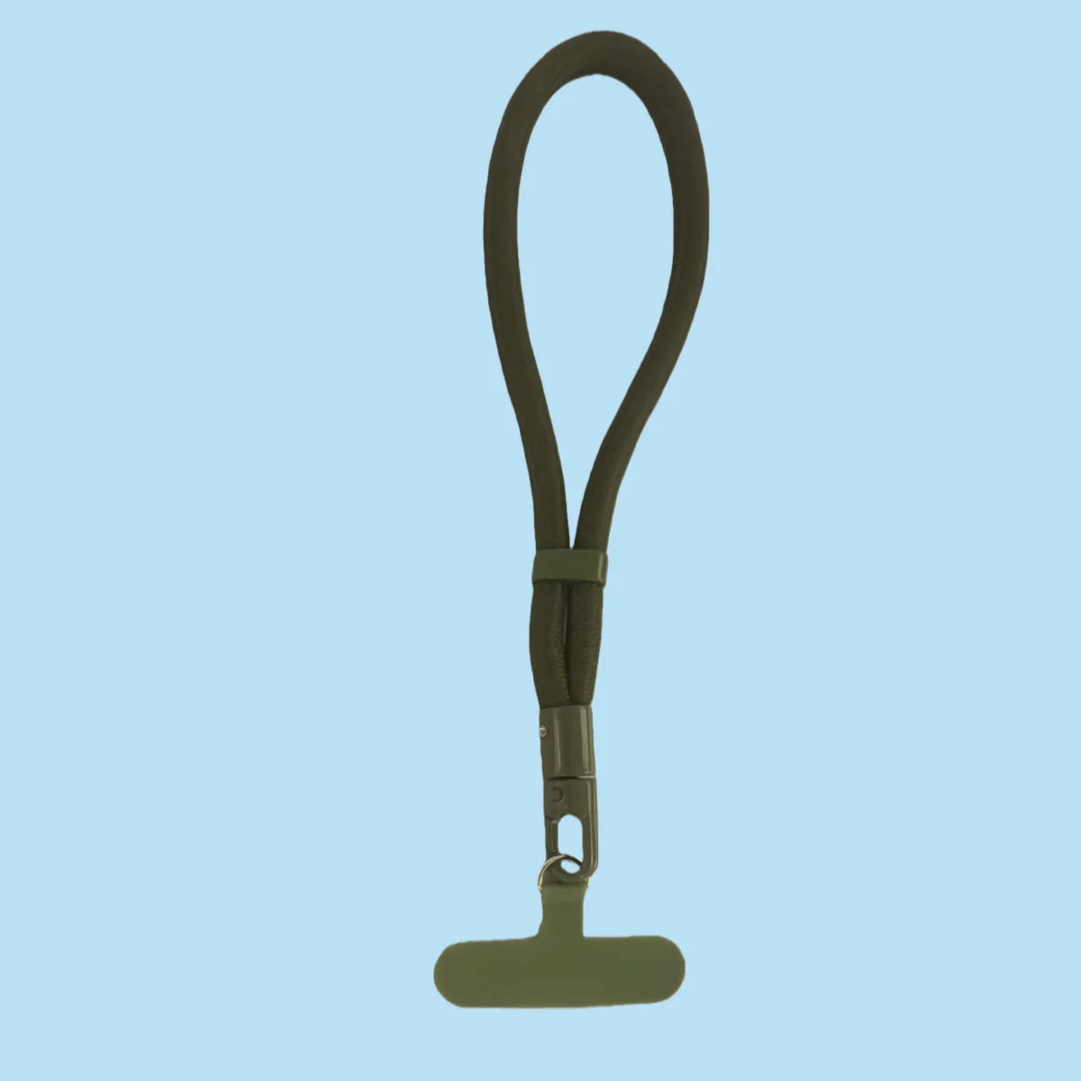 Army green polyester phone wrist lanyard with anti-drop holder and buckle