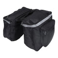 Black double pannier bag set with top flap and side mesh pocket