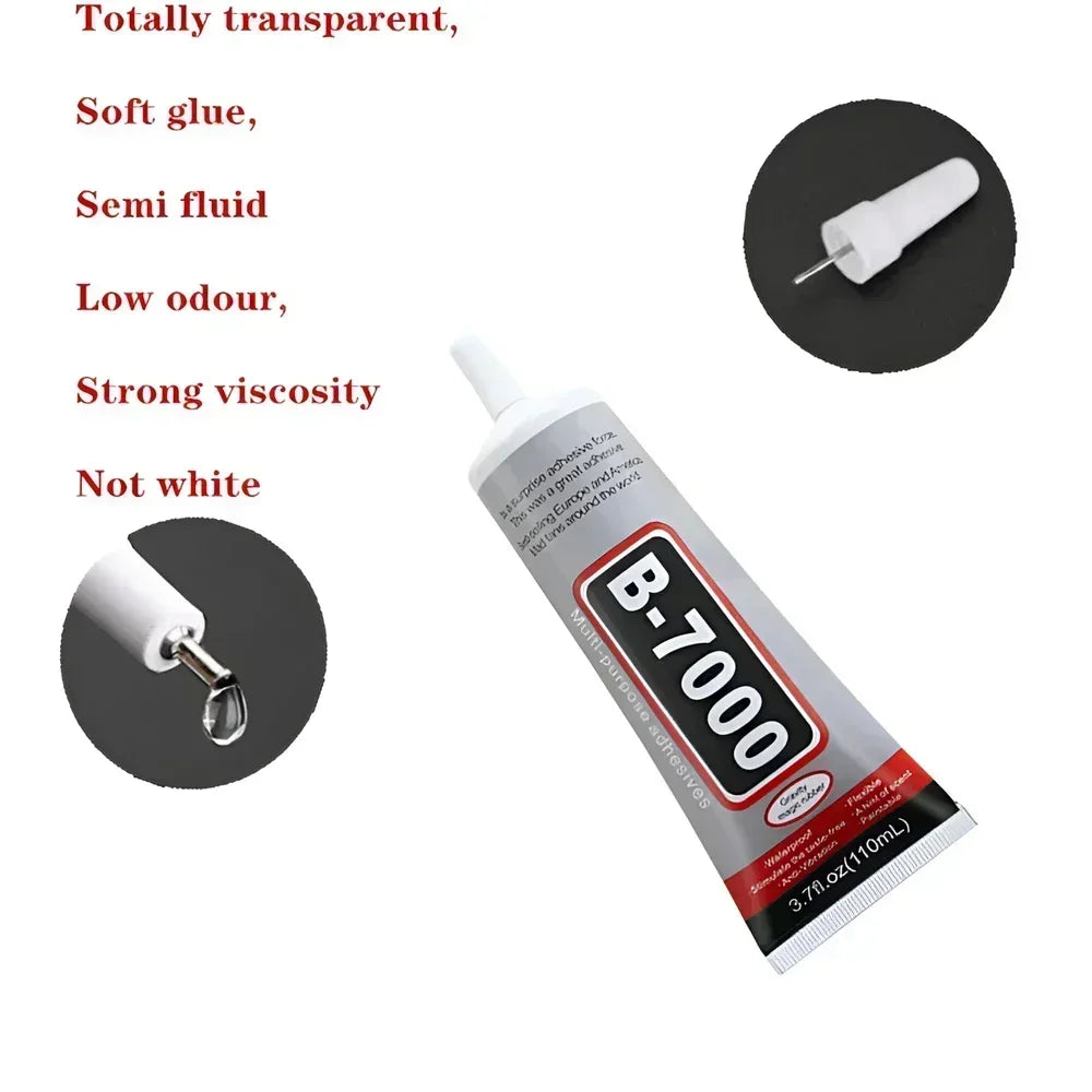 B-7000 contact repair adhesive tube with white precision nozzle and close-up tip