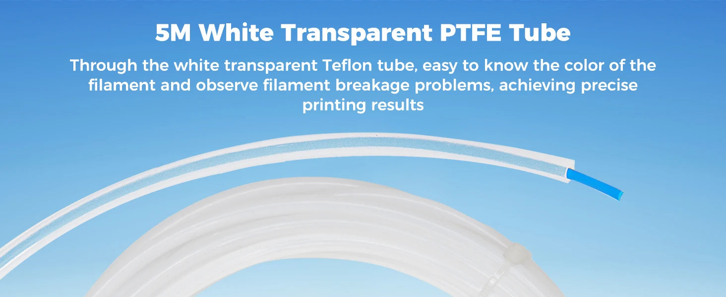 White transparent PTFE tube coil, 5 m with visible tube layers