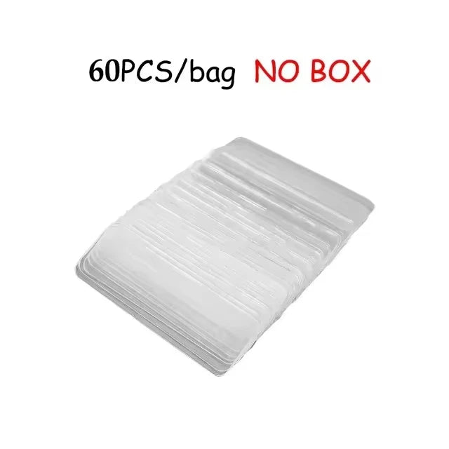 Stack of double-sided adhesive tape strips in clear plastic bag