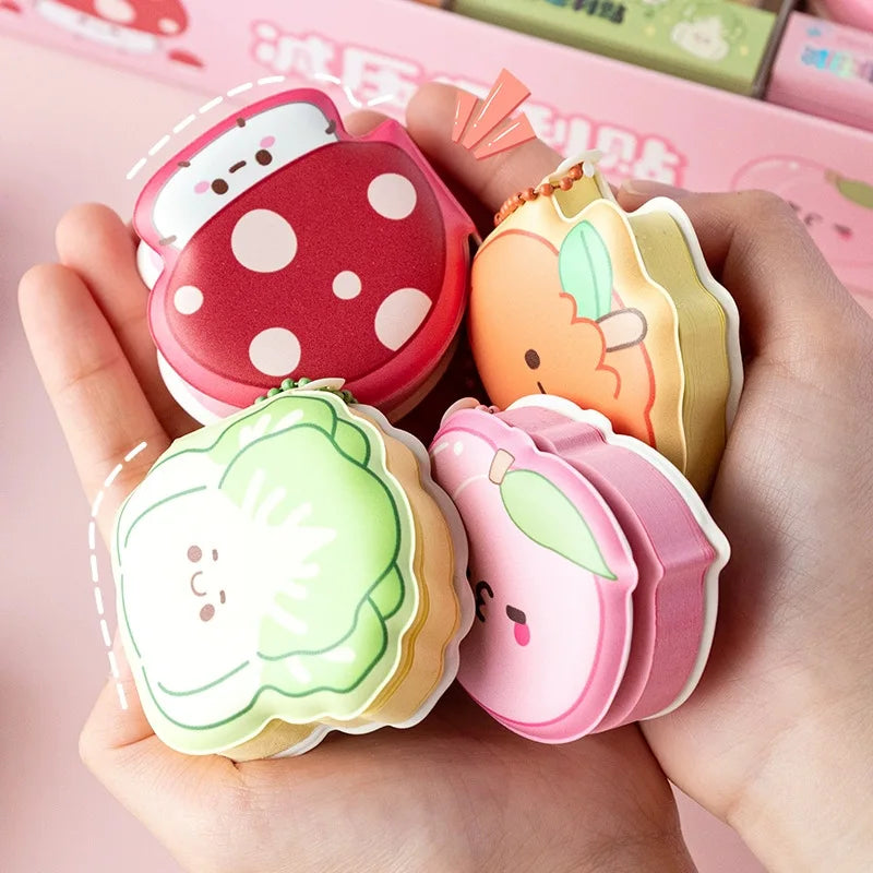 Soft silicone memo pad set with cute strawberry and animal face shapes