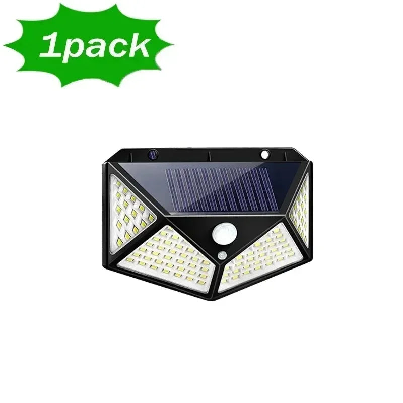 1-pack solar LED motion sensor wall light with solar panel and LED arrays, black body