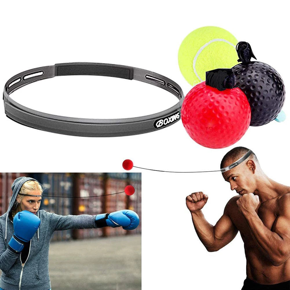 Reflex punch ball base stand with red and black balls and a neon yellow training ball