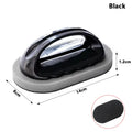 Black emery sponge brush cleaner with handle and gray abrasive base