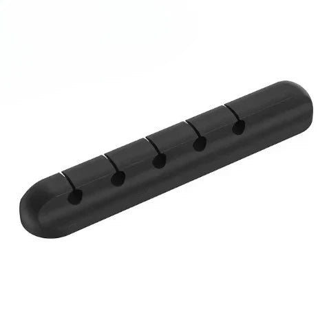 Black cable organizer snap clip with six cord loops