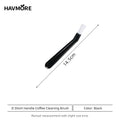 Black short-handle coffee cleaning brush with white bristles, 14.5 cm