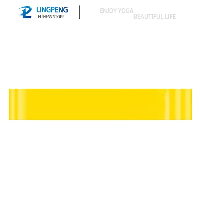 Yellow resistance loop band with LINGPENG logo and strength marking dots
