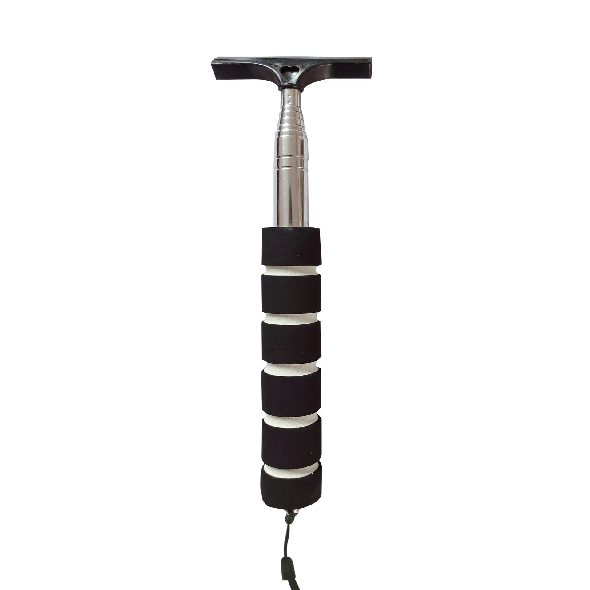 Telescopic car mirror cleaning wiper with dark grip and rubber blade
