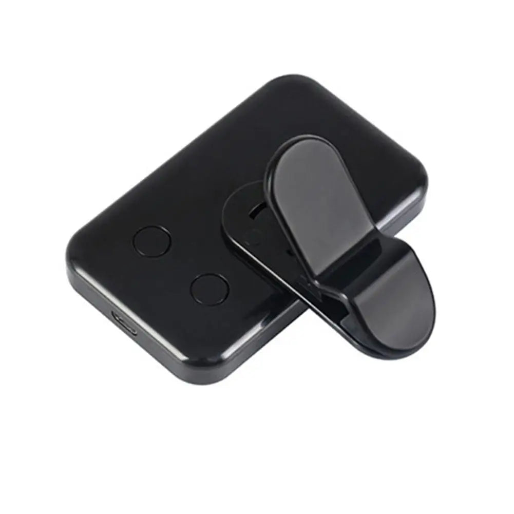 Pocket LED selfie light clip and back control buttons on black housing