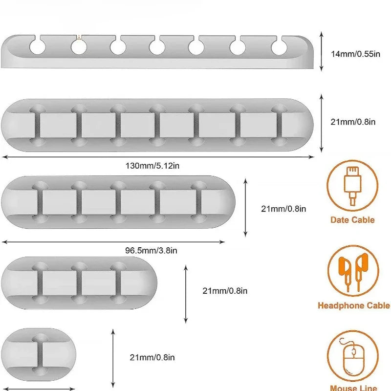Gray cable organizer snap clips with several slot rows for cables and adapters