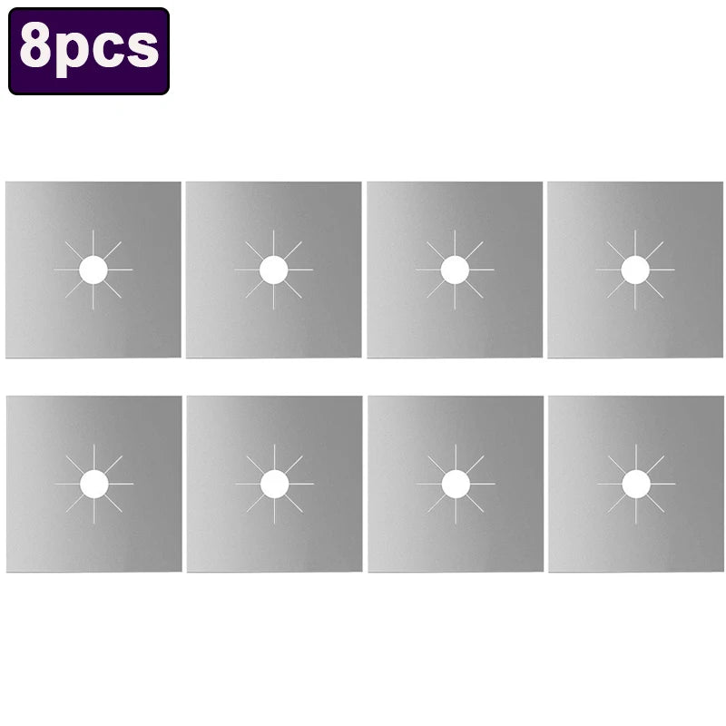 Gray stove protector pads set, 8pcs reusable burner liners with star icon