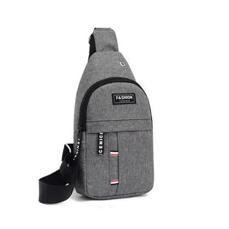 Gray waterproof fanny pack with curved front, zip pocket, and adjustable shoulder strap