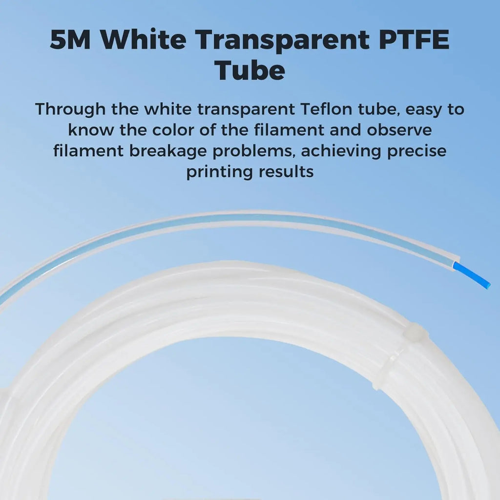 White transparent PTFE tube loop, 5 m length
