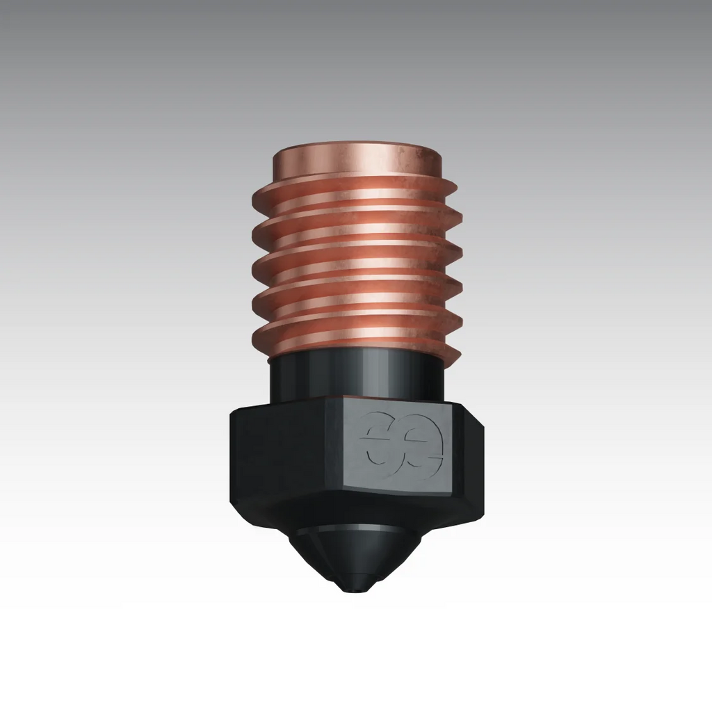 Silicon carbide 3D printer nozzle with copper threaded heater and black heatblock