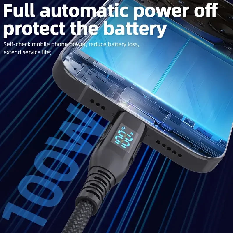 USB-C to USB-C charging cable connected to a smartphone port