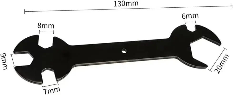 Black multi-tip wrench tool for cleaning and unclogging nozzles