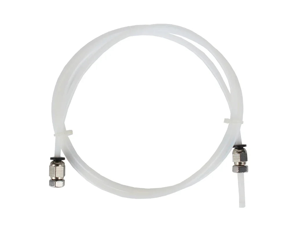 PTFE tube loop with two pneumatic fittings and metal lock nuts