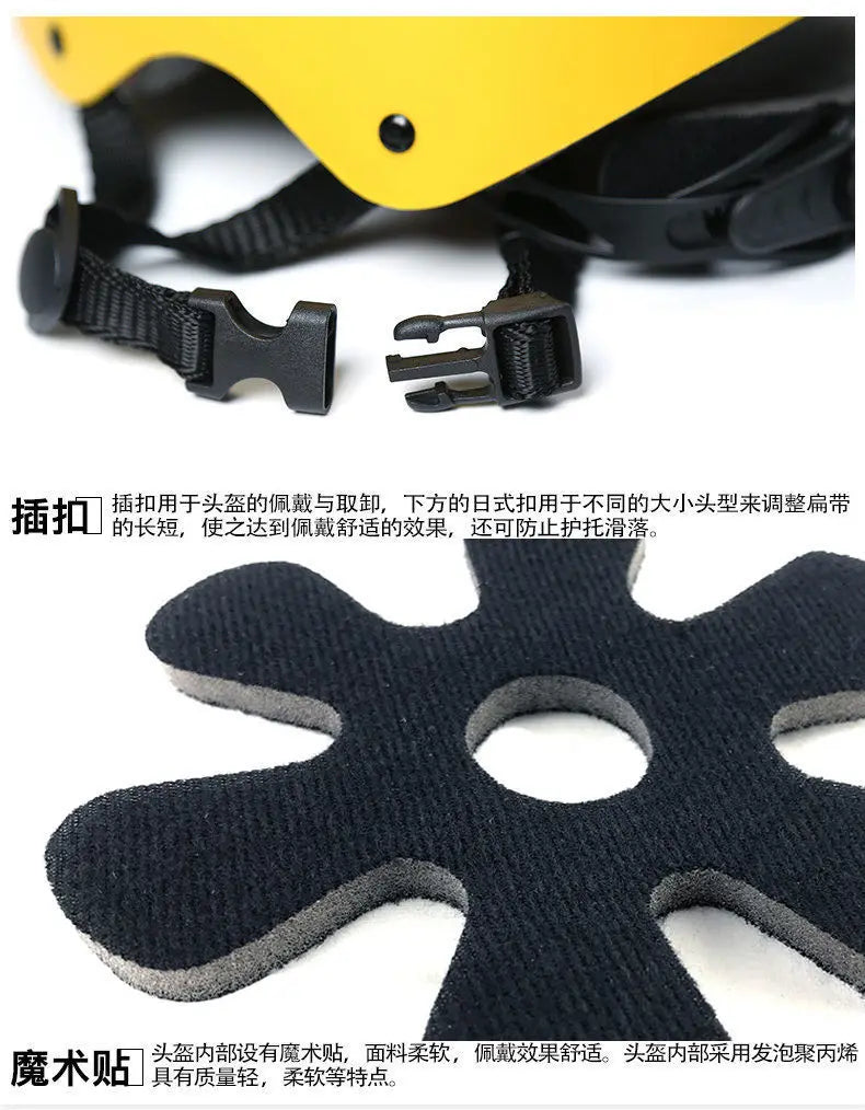 Kids bike helmet strap with fastener and soft fabric lining inside.