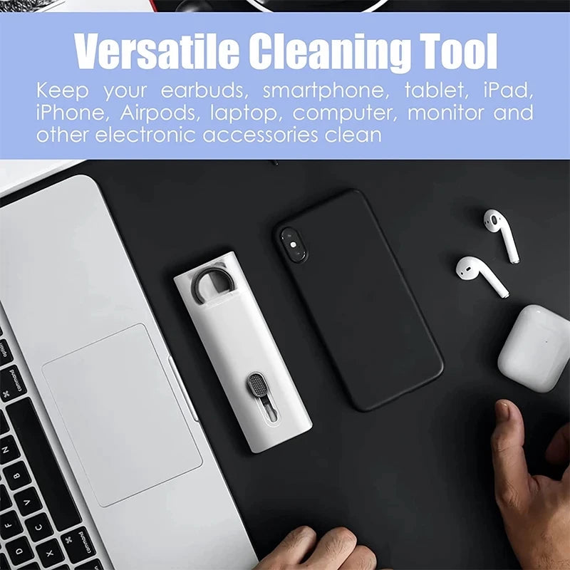Versatile cleaning kit with white brush and pen for electronics