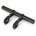 Black 20cm bicycle handlebar extender with dual clamp sockets and long center bar