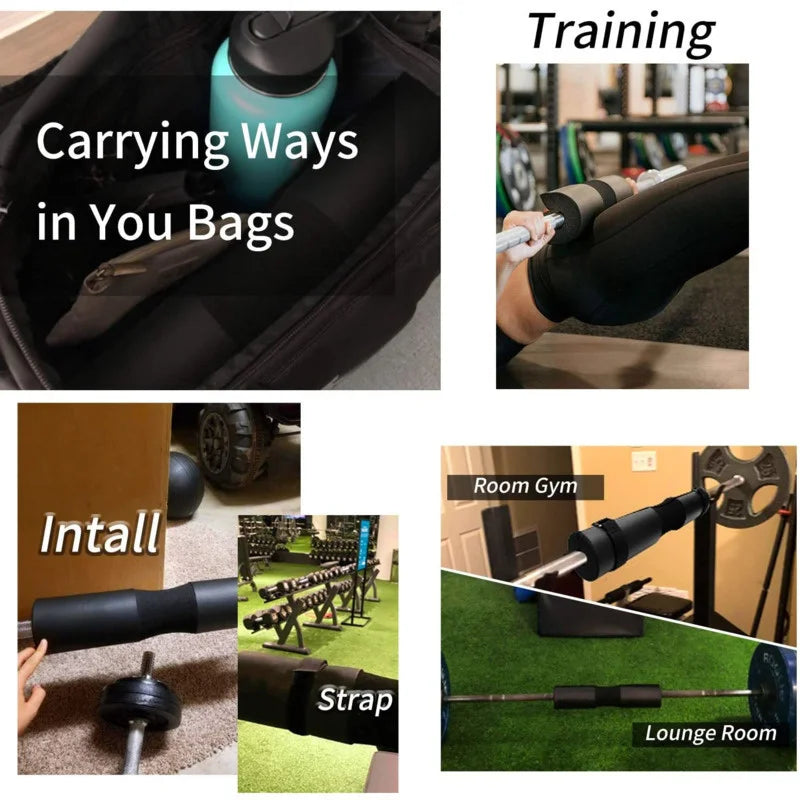 Black bar pad with strap attachment for storage and training use