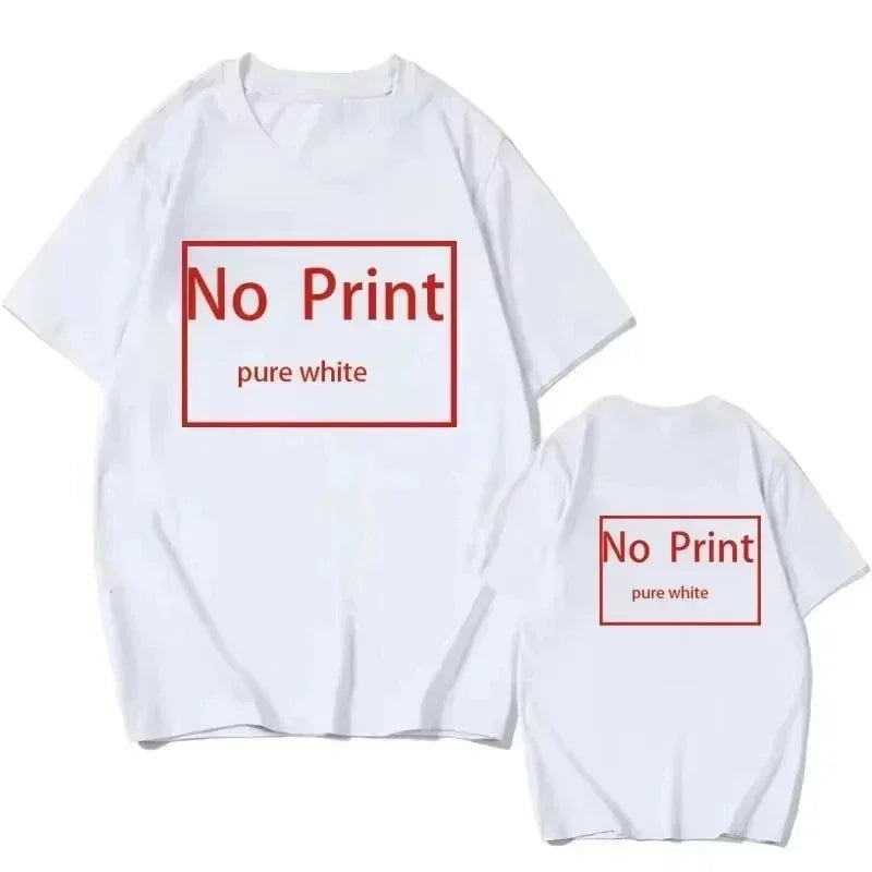 Women’s plus-size T-shirt, short sleeves, white with red “No Print” square logo