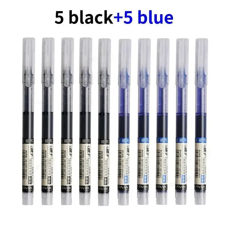 10-pack 0.5mm needle-tip gel pens, 5 black and 5 blue