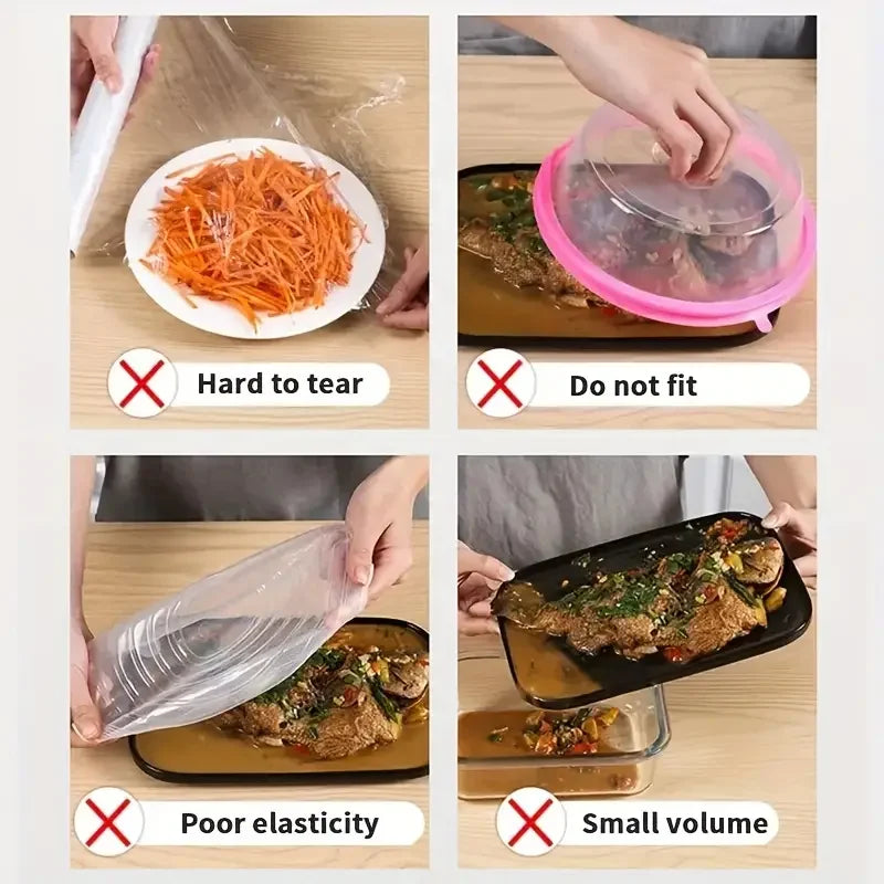 Clear disposable food cover plastic wrap in a bag with flexible stretch