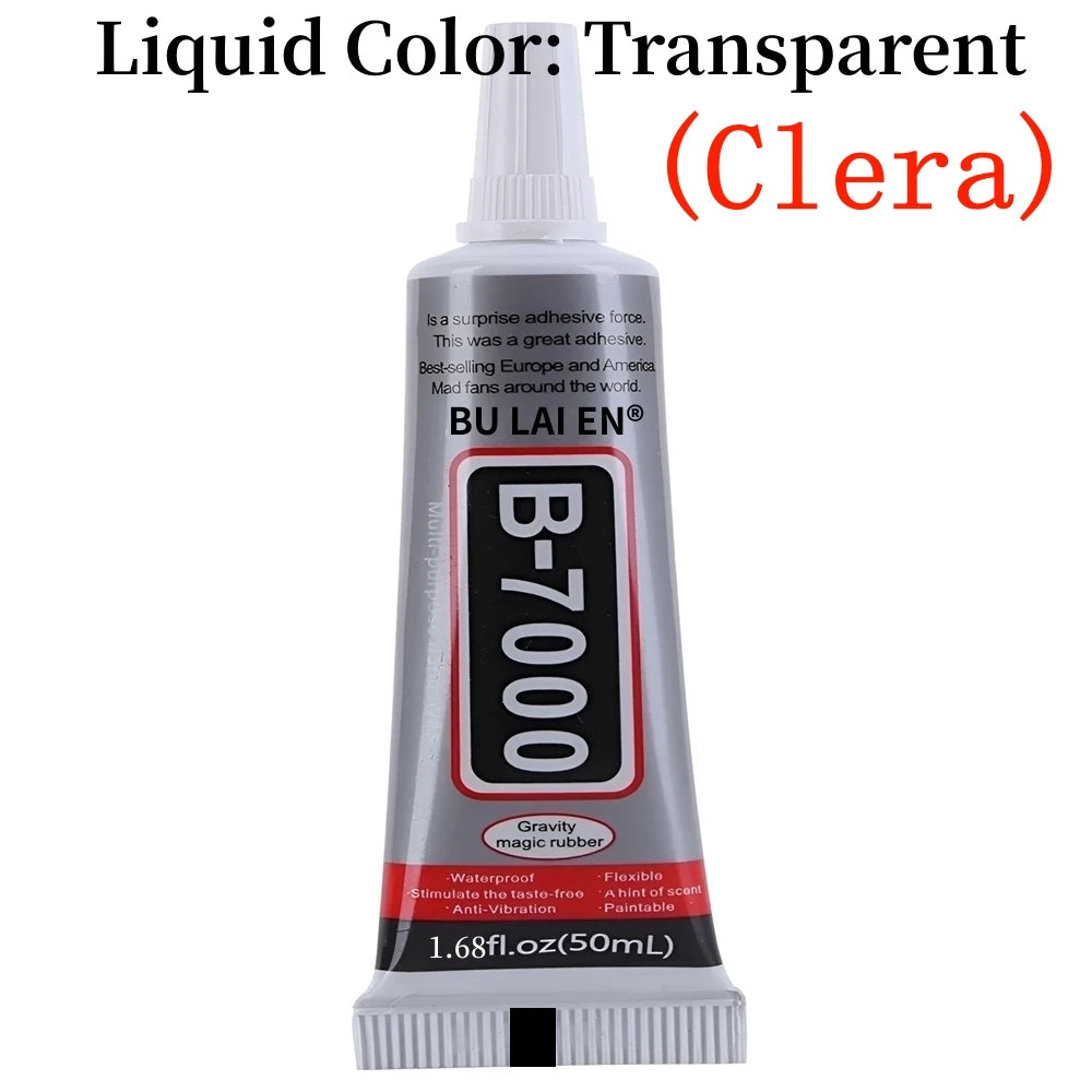 B7000 adhesive tube, transparent, 50 mL, with precision nozzle cap.