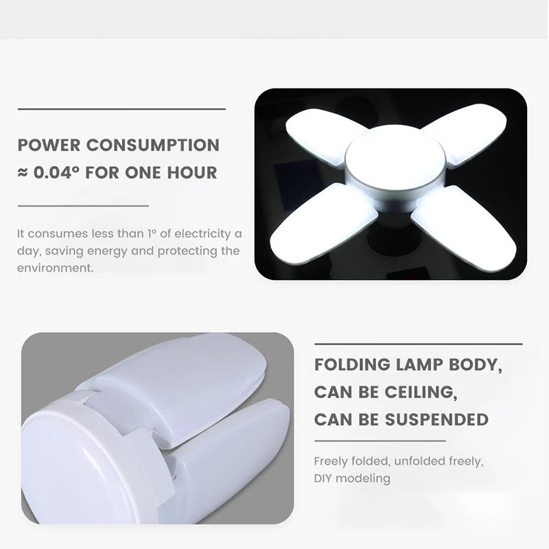 White folding LED lamp body with compact folded design