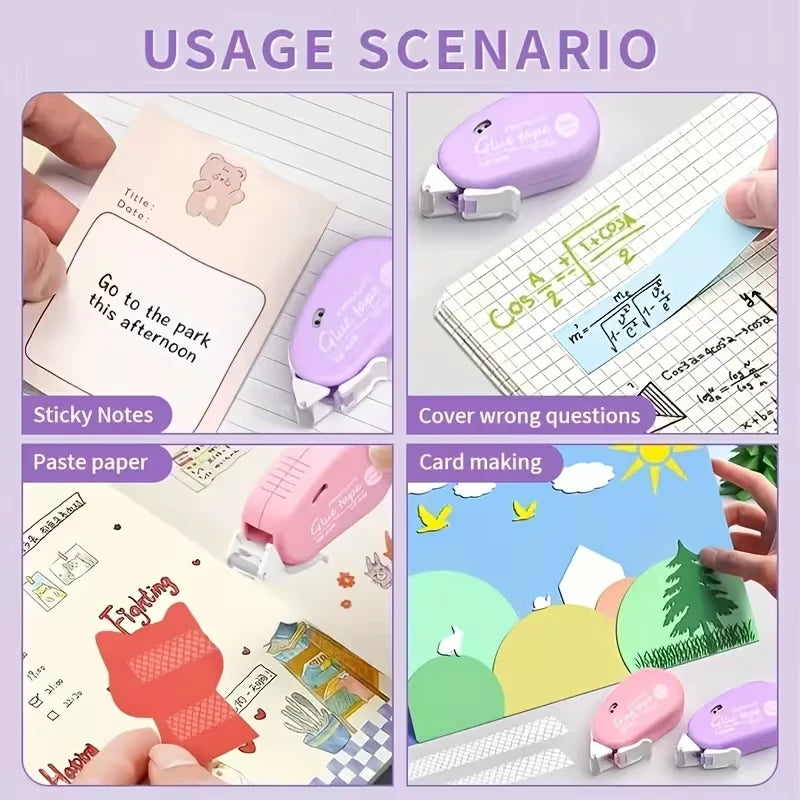 Purple double-sided adhesive tape dispensers used for paper crafts and card making
