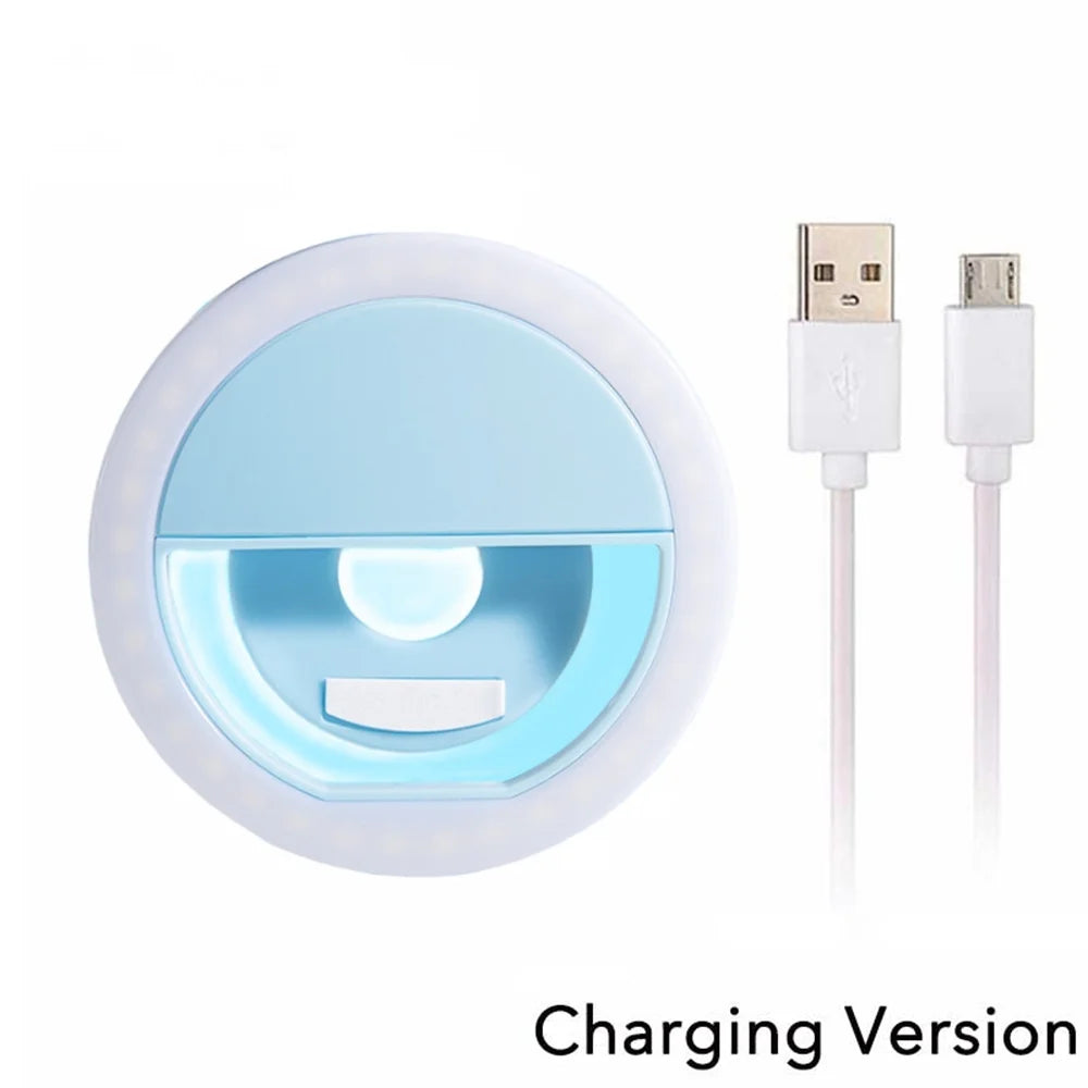 Charging version USB LED selfie ring light with blue light panel and USB cables